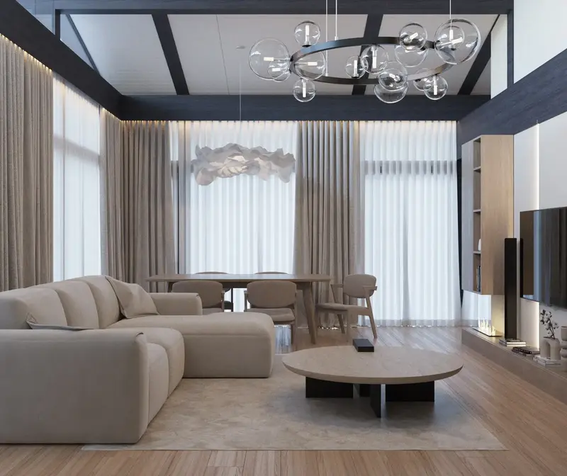 визуализация гостиной загородного дома в 3ds max